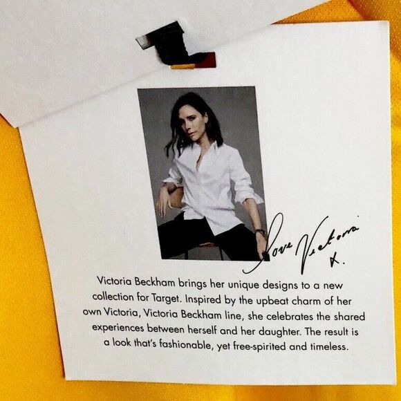 Victoria Beckham x Target 2X Marigold Tulip Appliqué Mod Shift Dress Yellow - Picture 9 of 12